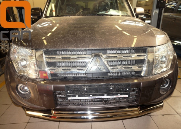 Mitsubishi Pajero (11–) Защита переднего бампера двойная d 76/60 мм, нерж.