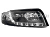 Audi A4 (01-04) фары передние линзовые черные, со светодиодной подсветкой, комплект 2 шт.