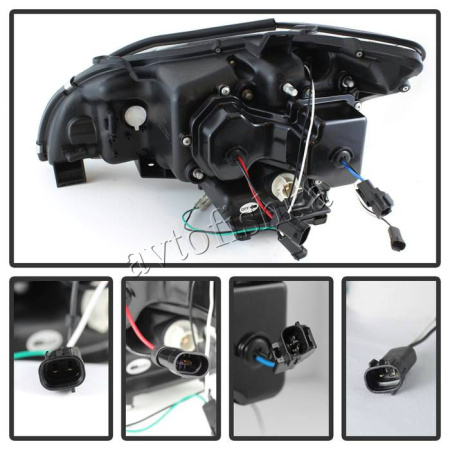 Lexus RX330, RX350 (03-08) фары передние линзовые черные, со светодиодной подсветкой DRL