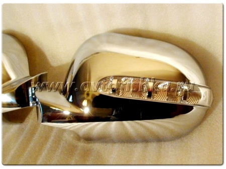 Mercedes ML W163 (98-01) корпуса боковых зеркал хромированные, со светодиодными поворотниками, комплект 2 шт.