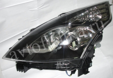 Nissan Teana (08-) фары передние линзовые черные, с подсветкой DRL, комплект 2 шт.