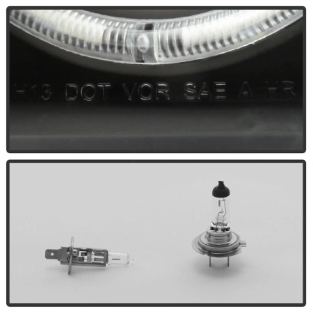 Dodge Nitro (2007-2011) фары передние линзовые черные, с ангельскими глазками и светодиодной подсветкой 