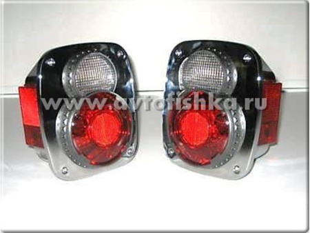 Jeep Wrangler (81-05) фонари задние светодиодные красно-хромированные, комплект 2 шт.