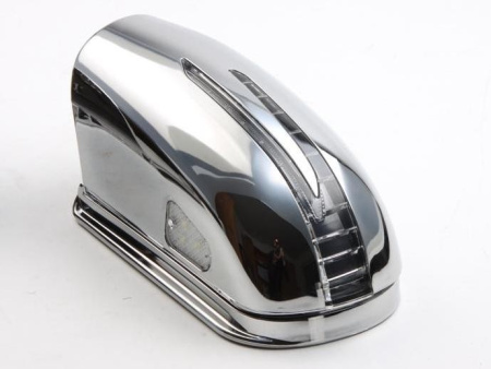 Mercedes W211, W203 (00-06) корпуса боковых зеркал хромированные, со светодиодными поворотниками и подсветкой Welcome, дизайн SL-class, комплект 2 шт.