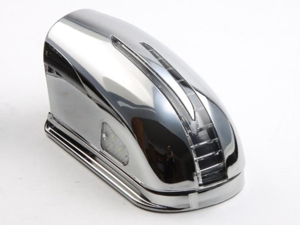 Mercedes W211, W203 (00-06) корпуса боковых зеркал хромированные, со светодиодными поворотниками и подсветкой Welcome, дизайн SL-class, комплект 2 шт.