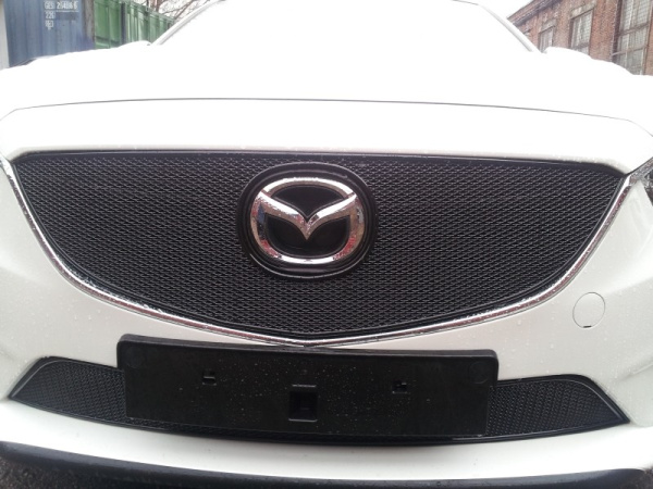 Mazda 6 (12–14) Защита радиатора Premium, чёрная, верх