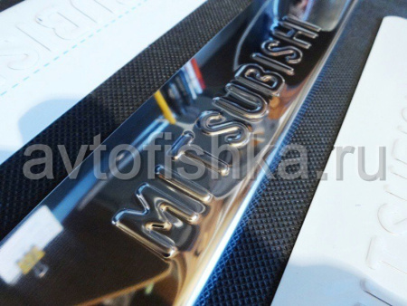 Mitsubishi ASX, Outlander XL, Lancer 10 накладки на пороги дверных проемов, из нержавеющей стали с надписью Mitsubishi, комплект 4 шт.