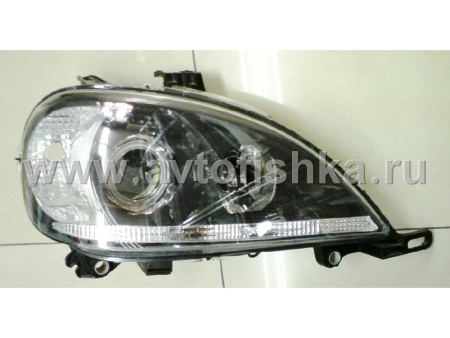 Mercedes ML W163 (98-05) фары передние линзовые черные, с нижней подсветкой, с мотором электрокорректора, комплект 2 шт.