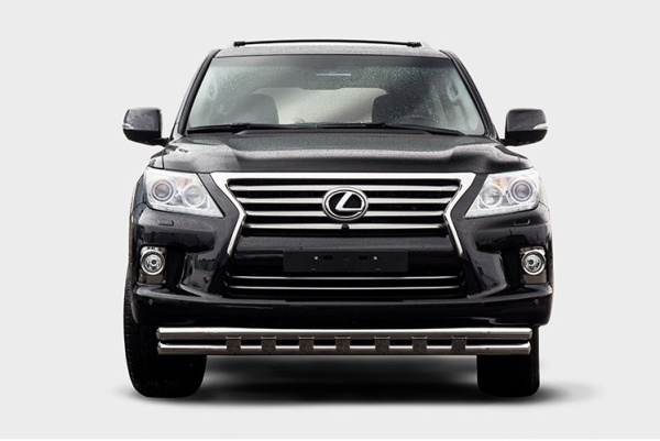 Lexus LX (12–) Защита переднего бампера с декоративными элементами 60/60 мм двойная