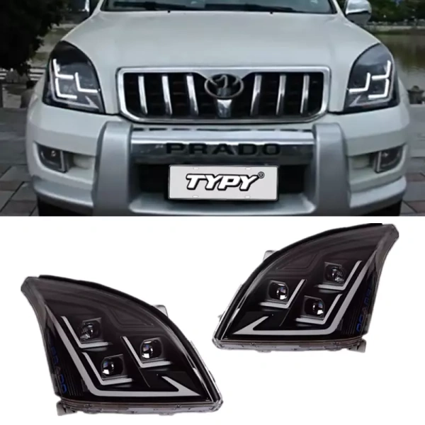 Toyota Land Cruiser Prado 120 (02-09) фары передние LED черные