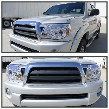 Toyota Tacoma (05-12) фары передние линзовые хромированные, с ангельскими глазками