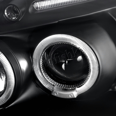 Honda Civic, Ferio EK (99-00) фары передние черные с белыми рефлекторами, линзовые светодиодные