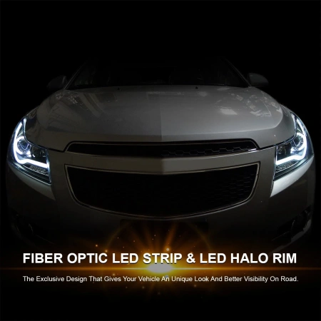 Chevrolet Cruze (2011-2016) фары передние черные линзованные диодной подсветкой в стиле Audi