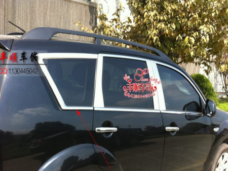 Mitsubishi Outlander XL (2007-2012) молдинги окон из полированной нержавеющей стали, комплект 16 шт.