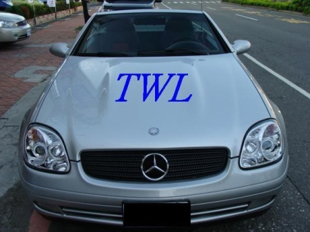 Mercedes SLK R170 (98-04) фары передние линзовые хромированные, со светящимися ободками, комплект 2 шт.