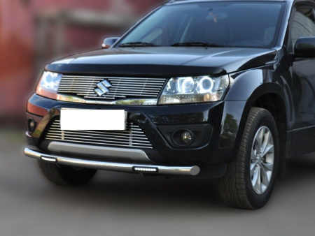 Защита передняя одинарная d60 с дневными ходовыми огнями Suzuki Grand Vitara (12-)