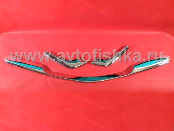 Mercedes S W126 85-92 накладки хромированные на передний бампер, комплект 3 шт.