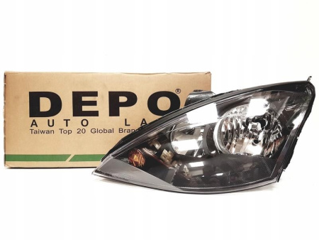 Ford Focus 1 (98-04) Europe+USA фары передние черные зеркальные, комплект 2 шт.