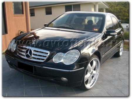 Mercedes C-class W203 декоративные накладки на фары хромированные, комплект 2 шт.