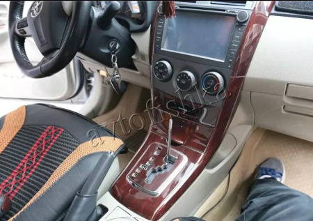 Toyota Corolla (2006-2013) накладки панелей салона, дизайн под дерево, левый руль, комплект 14 предметов.