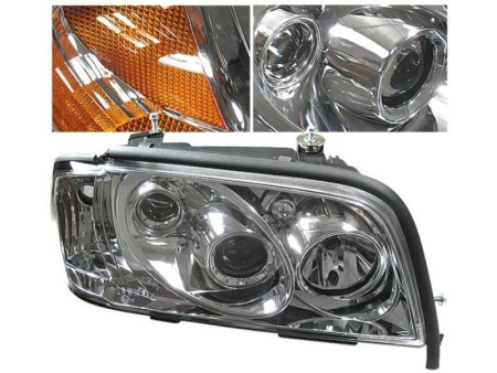 Mercedes C W202 (94-00) фары передние линзовые хромированные, с совмещенным поворотником, комплект 2 шт.