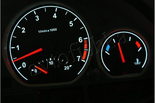 BMW E46 светодиодные шкалы (циферблаты) на панель приборов - дизайн 1