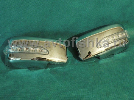 Mitsubishi Lancer 9 (00-07) накладки на боковые зеркала хромированные со светодиодным поворотником, комплект 2 шт.