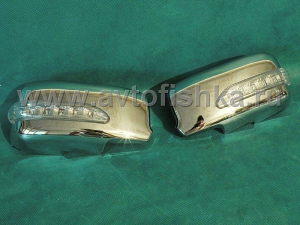 Mitsubishi Lancer 9 (00-07) накладки на боковые зеркала хромированные со светодиодным поворотником, комплект 2 шт.