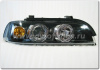 BMW 5 E39 фары передние, линзовые, с желтым поворотником, черные, комплект 2 шт.