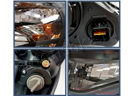 Hyundai Sonata (10-14) линзовые передние черные фары, со светящимися ободками и подсветкой DRL, комплект 2 шт.