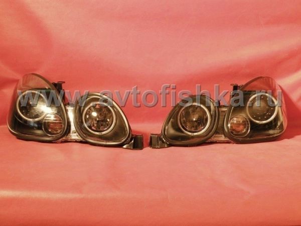 Lexus GS300, GS400, GS430, Toyota Aristo (97-05) фары передние линзовые черные со светящимися ободками, комплект 2 шт.