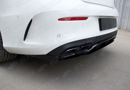 Mercedes-Benz C-Klasse W205 Coupe рестайлинг 2018 - н.в. Диффузор заднего бампера 6.3S AMG с черными насадками на глушитель