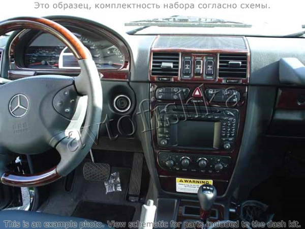 Декоративные накладки салона Mercedes Benz G Class 2002-н.в. полный набор, Соответствие OEM, 25 элементов.