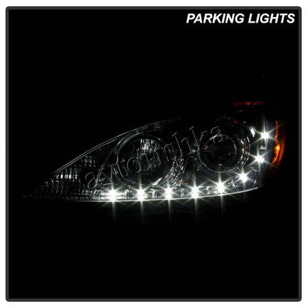 Toyota Camry 30 (01-06) фары передние линзовые хромированные, со светящимися ободками и DRL