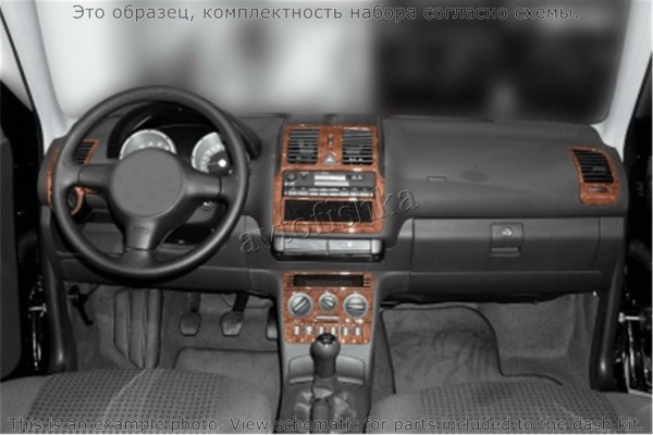 Volkswagen Polo 1999-2001 декоративные накладки (отделка салона) под дерево, карбон, алюминий