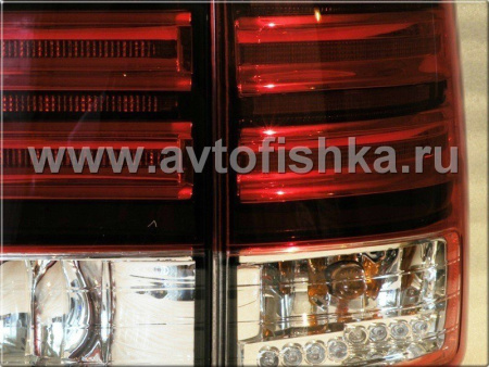 Toyota Land Cruiser 100 (98-07) фонари задние светодиодные красно-хромированные, внешние и внутренние, дизайн Lexus, комплект лев.+прав.