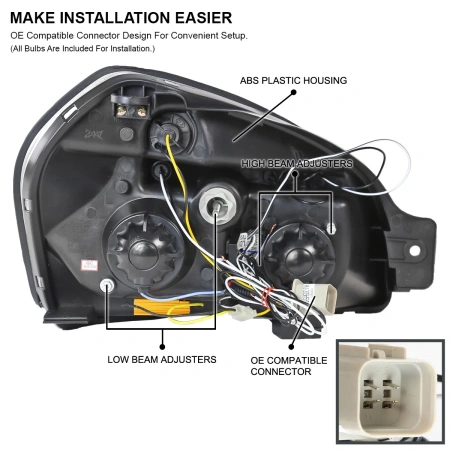 Hyundai Tucson (2005-2009) фары передние хромированные, со светящимися ободками и светодиодами