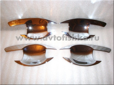 Mitsubishi Pajero Sport (08-) накладки под ручки дверей хромированные, с надписью "Pajero Sport", комплект 4 шт.