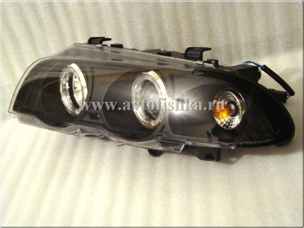 BMW 3 E46 (98-01) 4 дв. седан фары передние черные, со светящимися ободками, комплект 2 шт.