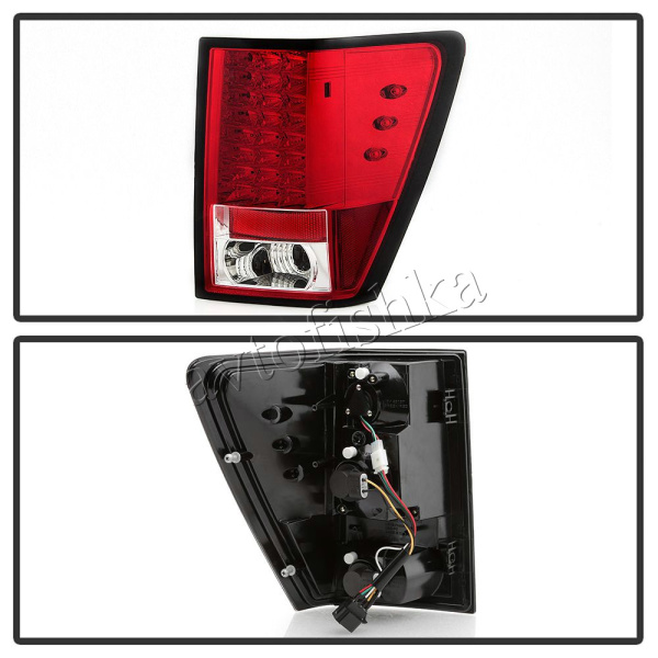 Jeep Grand Cherokee (05-09) фонари задние светодиодные красно-хромированные, комплект 2 шт.