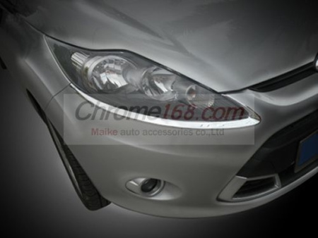 Ford Fiesta (08-) хэтчбек хромированные декоративные накладки на передние фары, комплект 2 шт.
