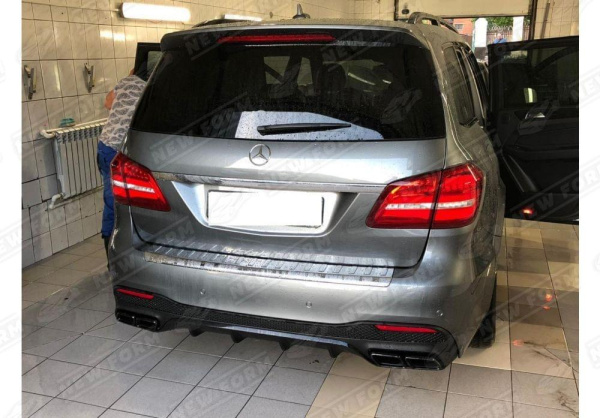 Mercedes-Benz GLS-Klasse X166 2015 - 2019 Диффузор заднего бампера 6.3 AMG с черными насадками
