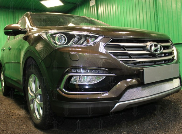 Hyundai Santa Fe (15–) Защита радиатора, хром