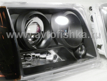 Mercedes E W124 (93-95) фары передние линзовые черные, комплект 2 шт.