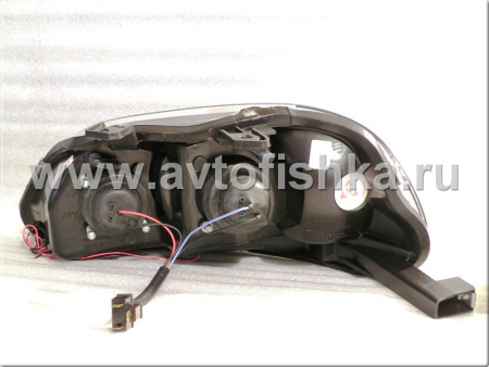 Honda Civic (96-98) фары передние линзовые черные, со светящимися ободками, комплект 2 шт.