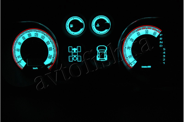 Mitsubishi Pajero, Montero 1999-2006 светодиодные шкалы (циферблаты) на панель приборов - дизайн 2