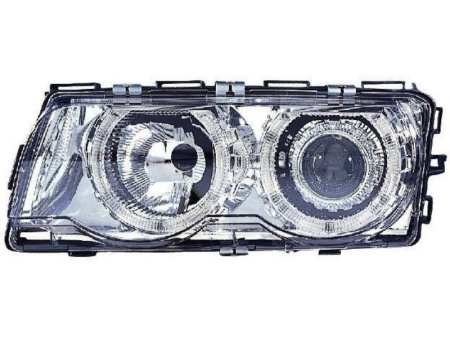 BMW E38 (99-01) фары передние, с регулирующим мотором линзовые со светящимися ободками, хромированные