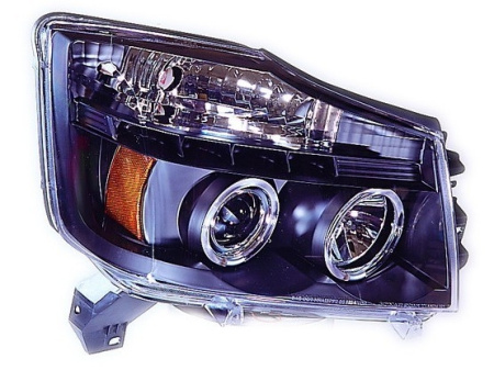 Nissan Titan (04-15), Armada (04-07) фары передние линзовые черные, со светящимися ободками, комплект 2 шт.