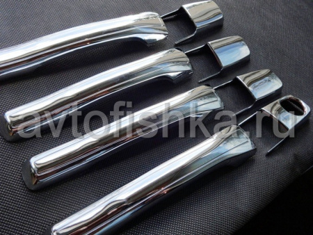 Mitsubishi Pajero 3 (00-07) накладки на ручки дверей хромированные, пластик, комплект 4 шт.