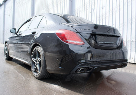 Mercedes-Benz C-Klasse W205 2014 - 2018 Диффузор заднего бампера 6.3 AMG черный с черными насадками